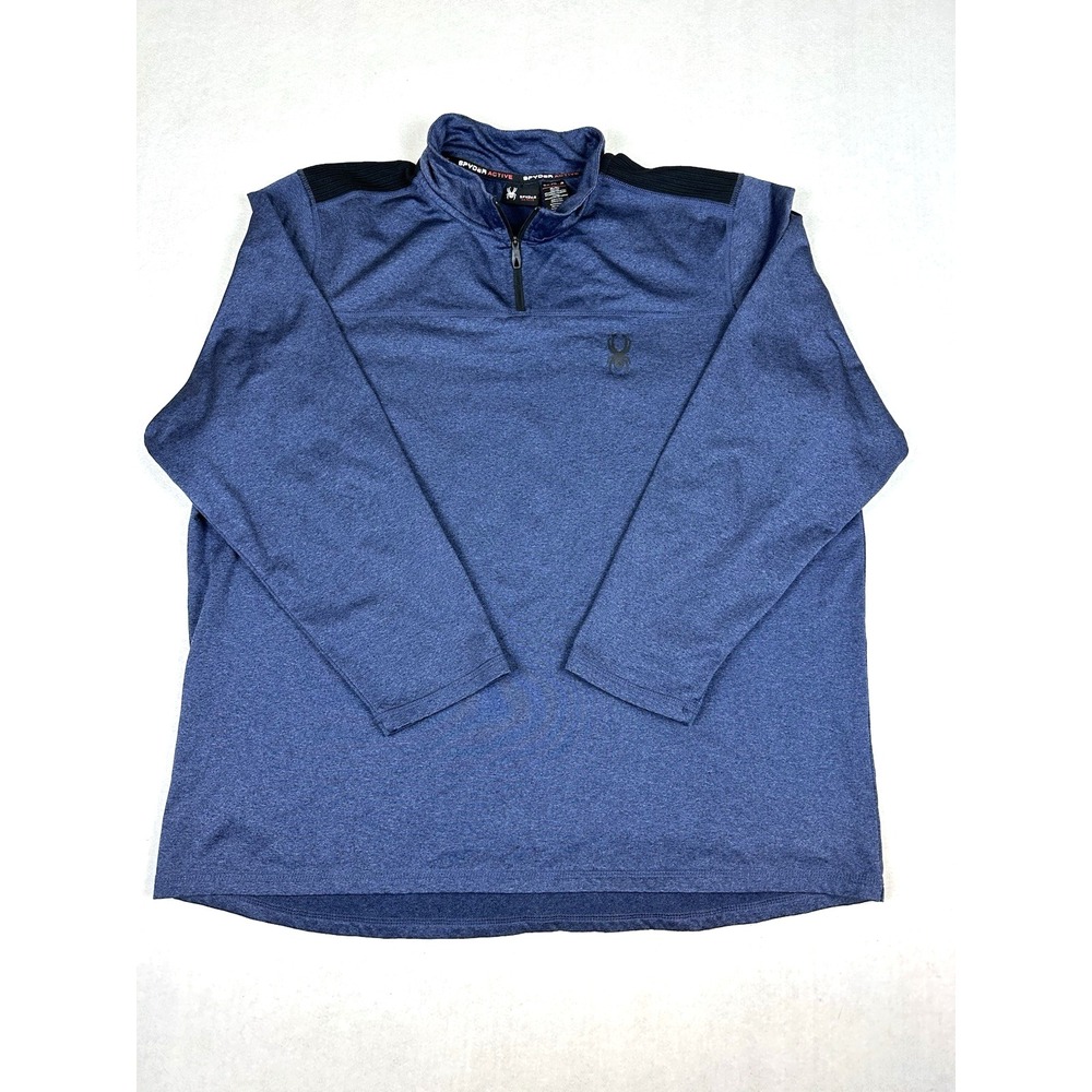 Spyder Active Men's XL Blue 1/4 Zip Pullover Performance Stretch Long Sleeve